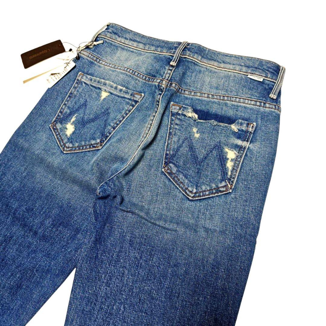 新品 MOTHER インサイダーCROP STEP フレイ 25 ブルー デニム