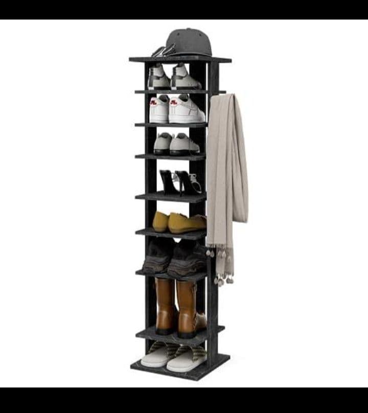 ★Frylr シューズラック 省スペース 大理石柄 木製 9段階 大容量