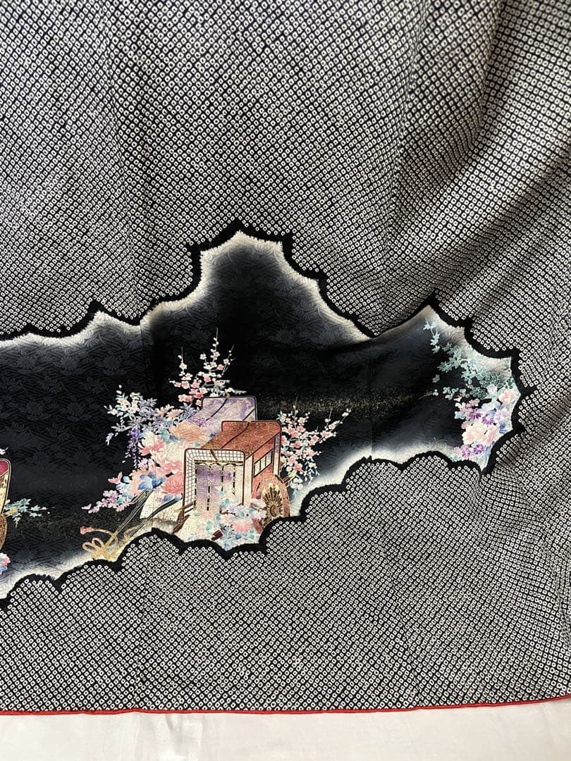 し*ん様 最終値下げ‼️早い者勝ち‼️【美品】振袖 正絹 絞り 花柄　御所車　成