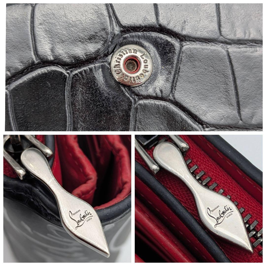 クリスチャンルブタン パロマ クロコ 二つ折り財布 レザー ウォレット ブラック