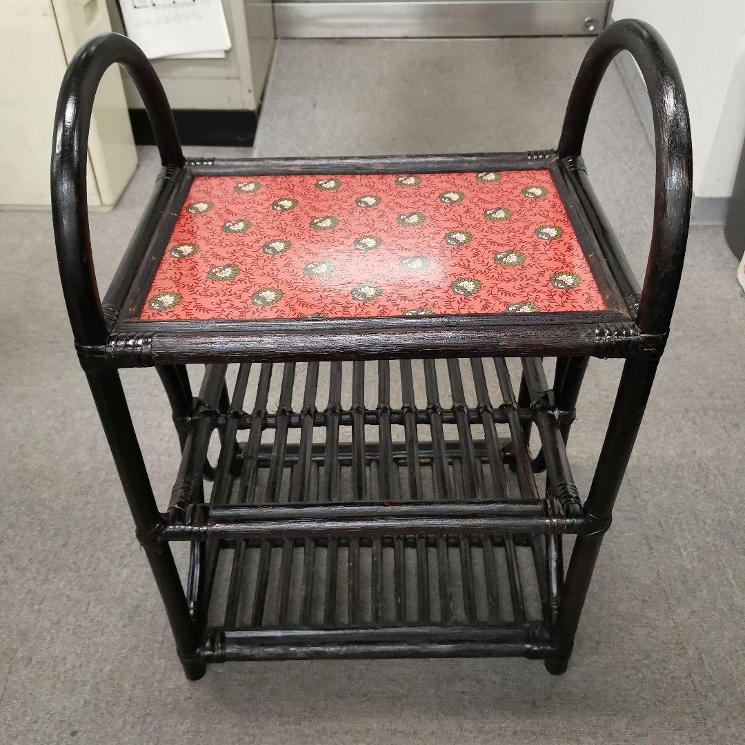 レトロ★ラタン製★3段ラック★1985年MFC記念品S賞★小物置き場に最適