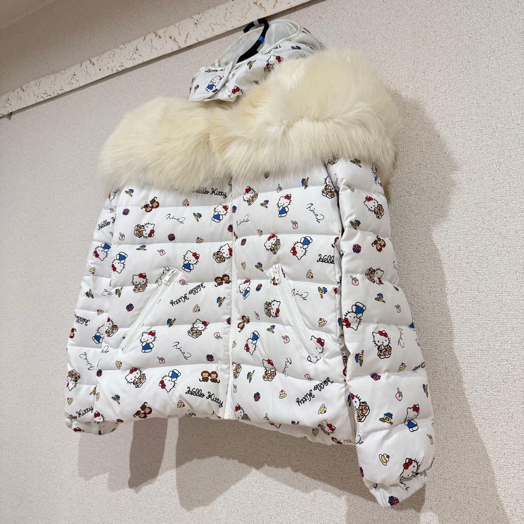 ココ様⭐︎Nina mew キティちゃん柄リアルファー付きダウンコート