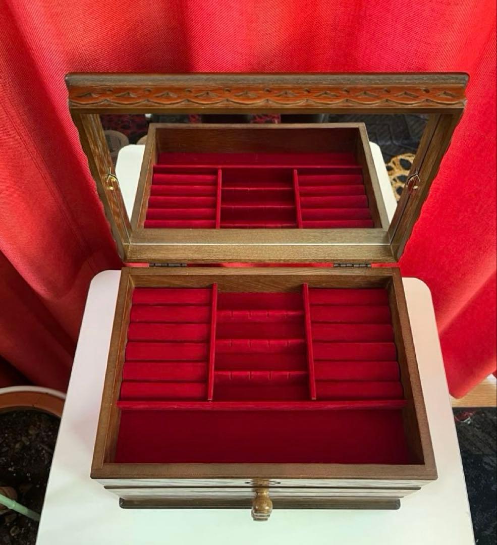 パリの雑貨屋　オーク材　ジュエリーボックス　4段　アクセサリーケース　モダン