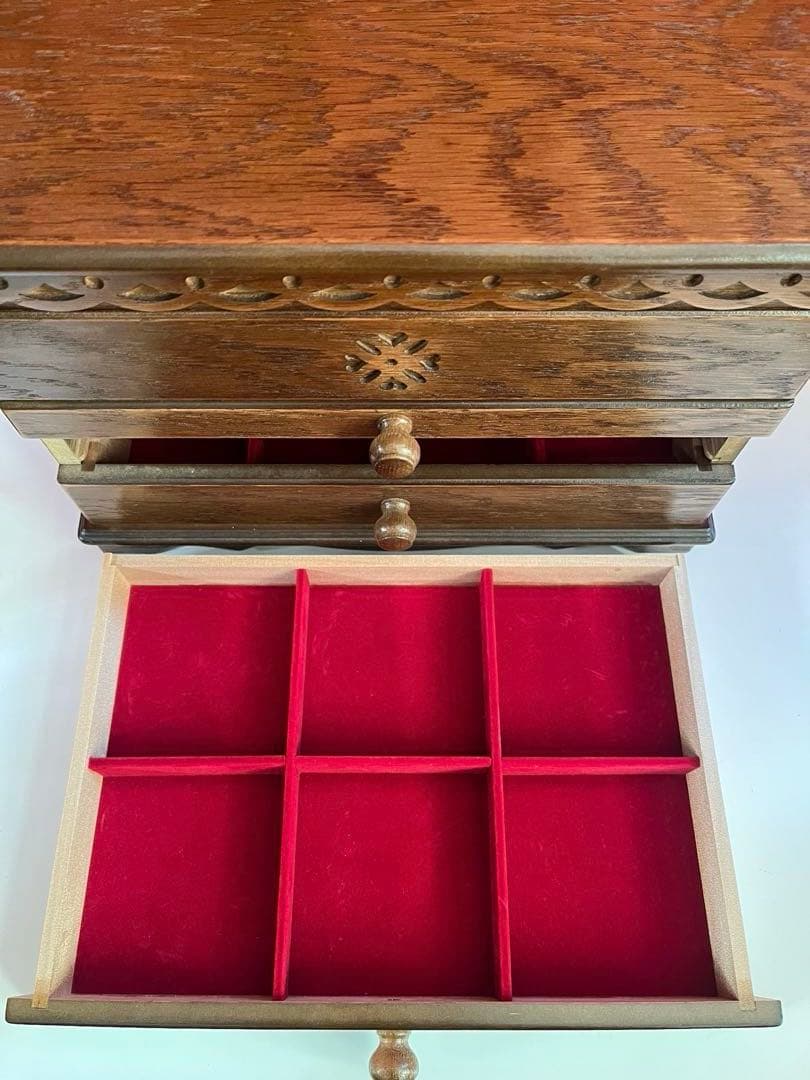 パリの雑貨屋　オーク材　ジュエリーボックス　4段　アクセサリーケース　モダン