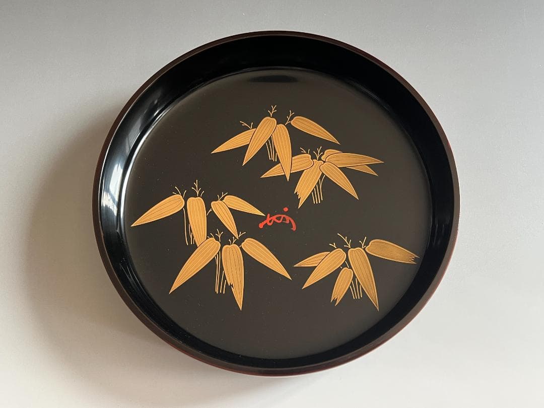 川端近左　熊笹蒔絵　溜ロクロ目食籠　即中斎書付　茶道具　表千家