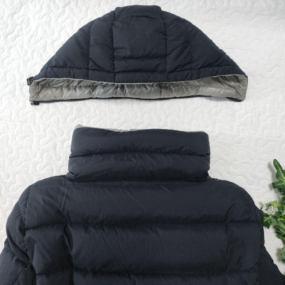 HERNO　ダウンコート　フード着脱可能　黒×グレー　42