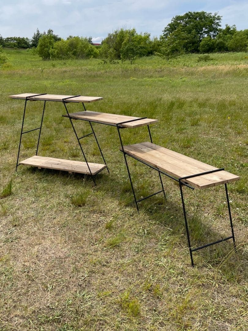 吊り下げキッチンシェルフ アンティークウッド　アイアンラック/アイアンレッグ