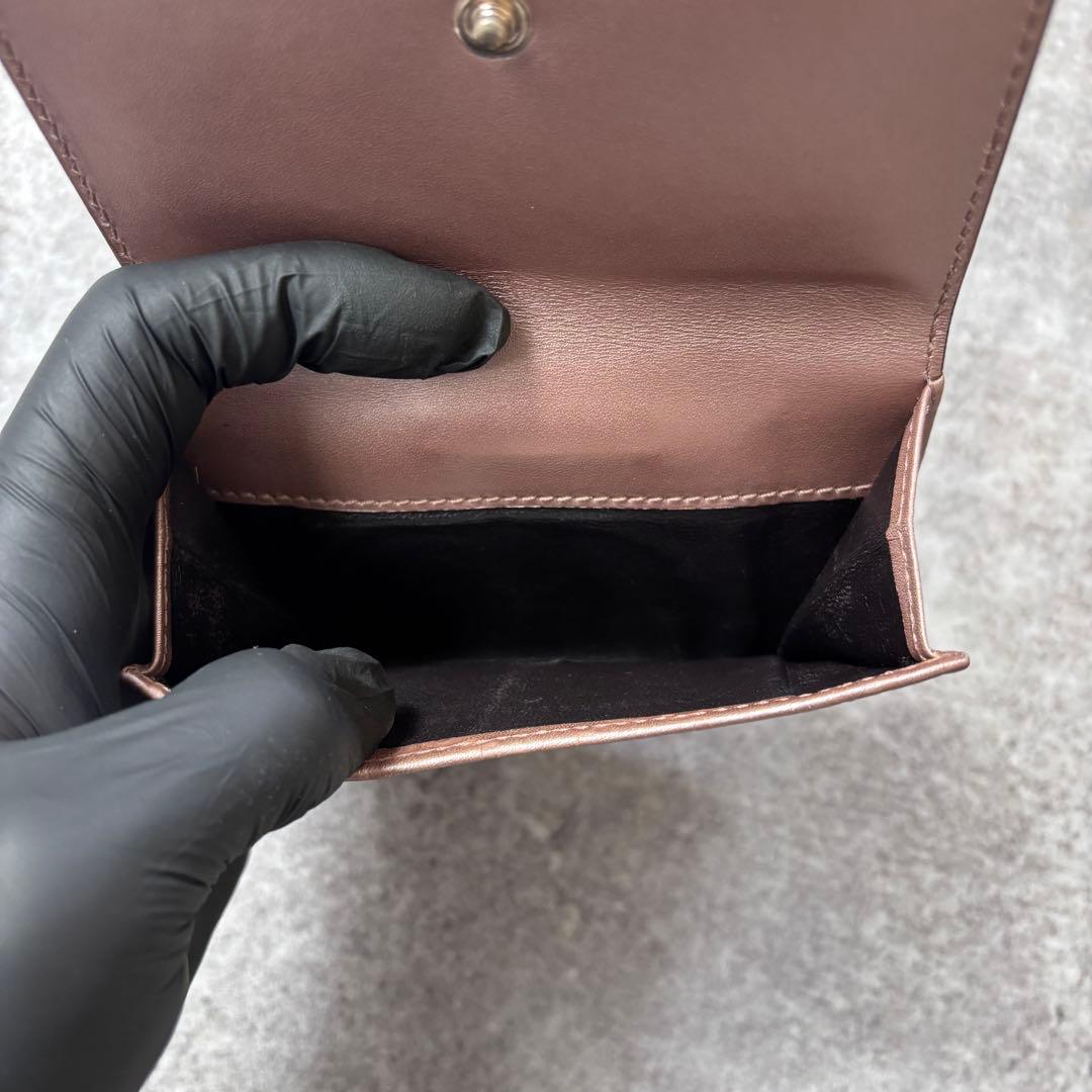 GUCCI グッチシマ レザー ハート金具 二つ折り財布 ピンク GG柄