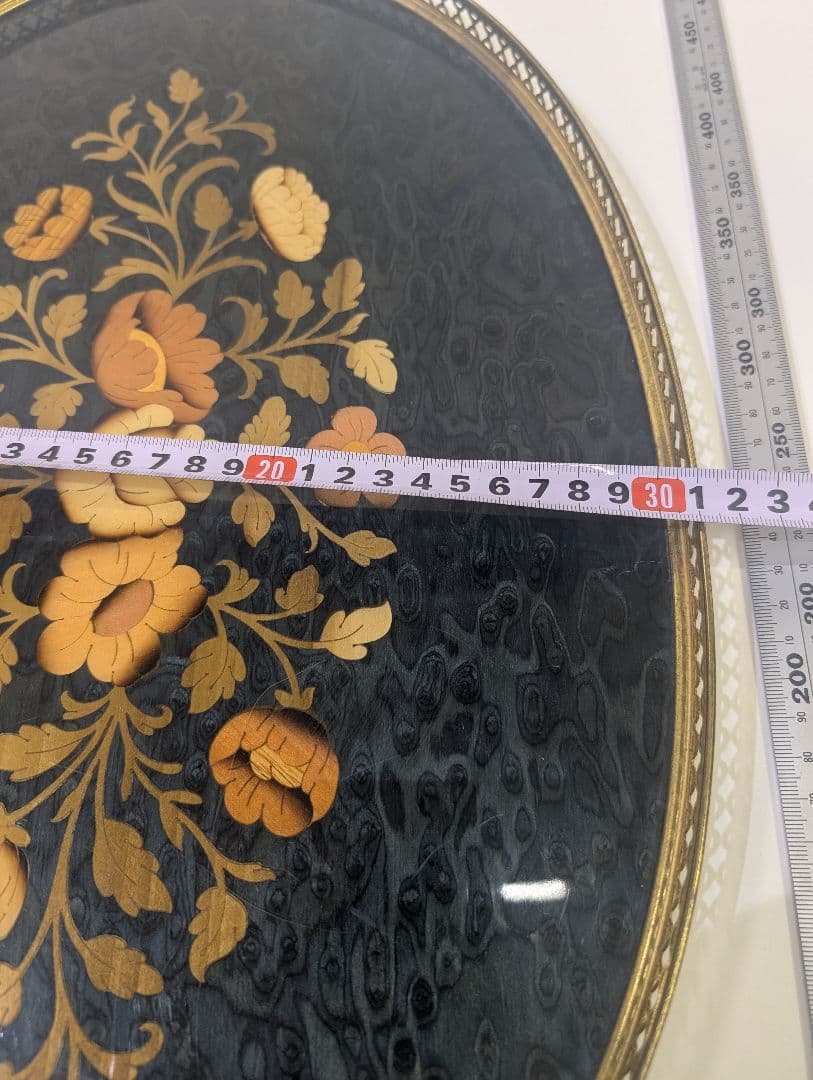 Domain イタリア製トレー 金縁 真鍮 木製 象嵌細工 メープル材 玉杢