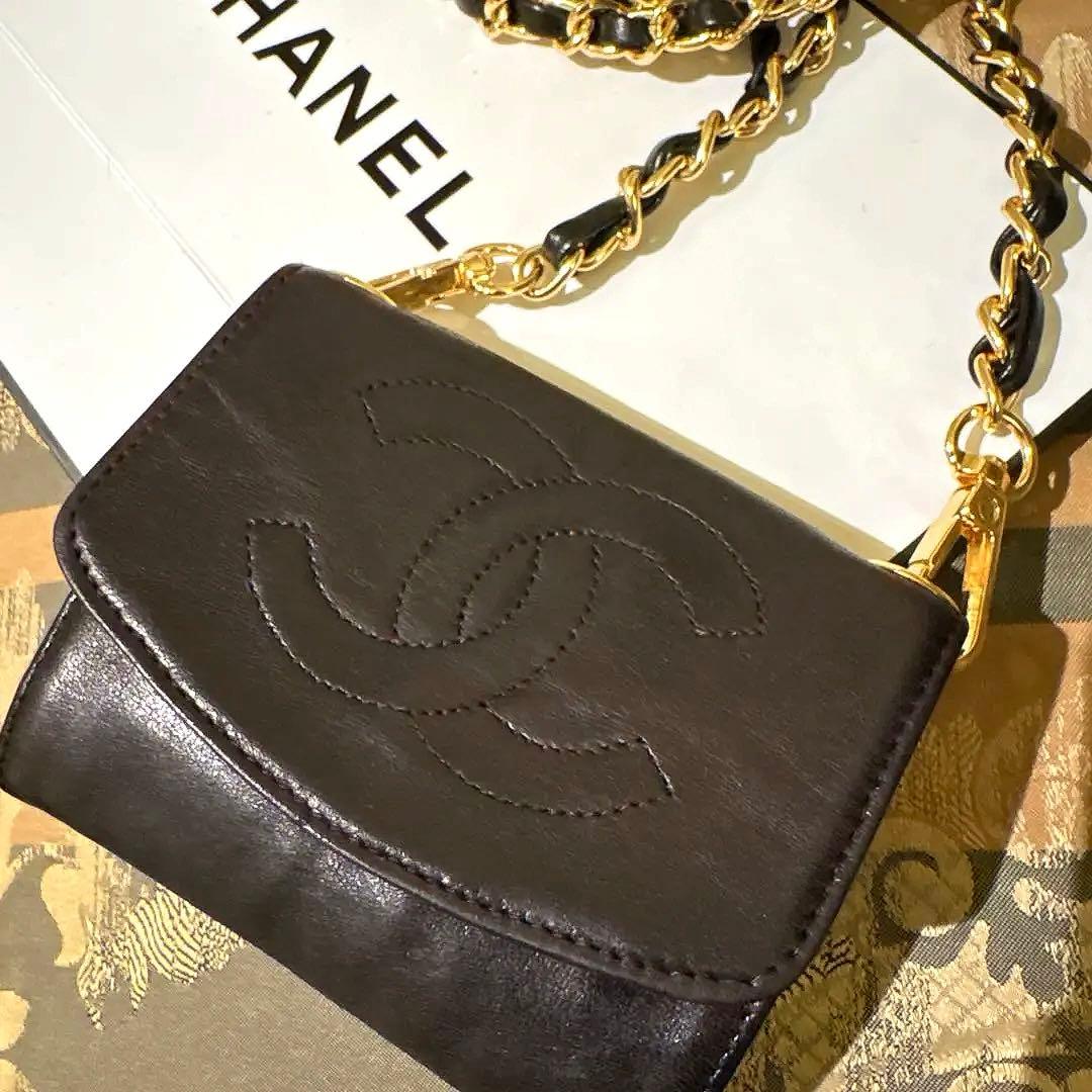 【じゅん】シャネル　レザー /カードケース　財布　チェーンウォレット