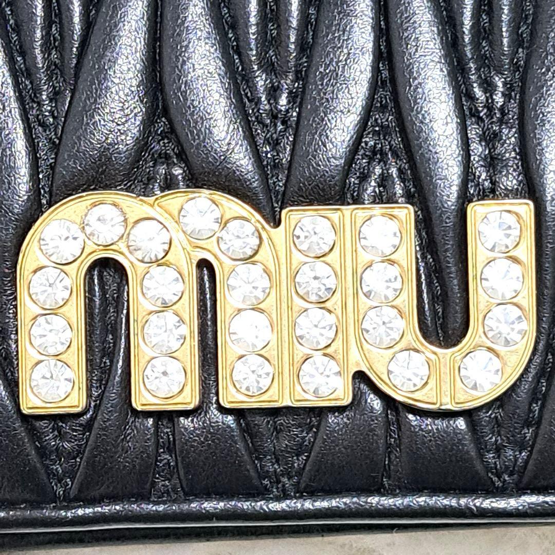 ✨極美品　箱あり✨ミュウミュウ　二つ折り　マテラッセ　ビジュー　クリスタル