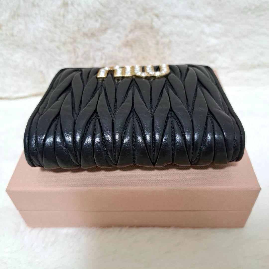 ✨極美品　箱あり✨ミュウミュウ　二つ折り　マテラッセ　ビジュー　クリスタル