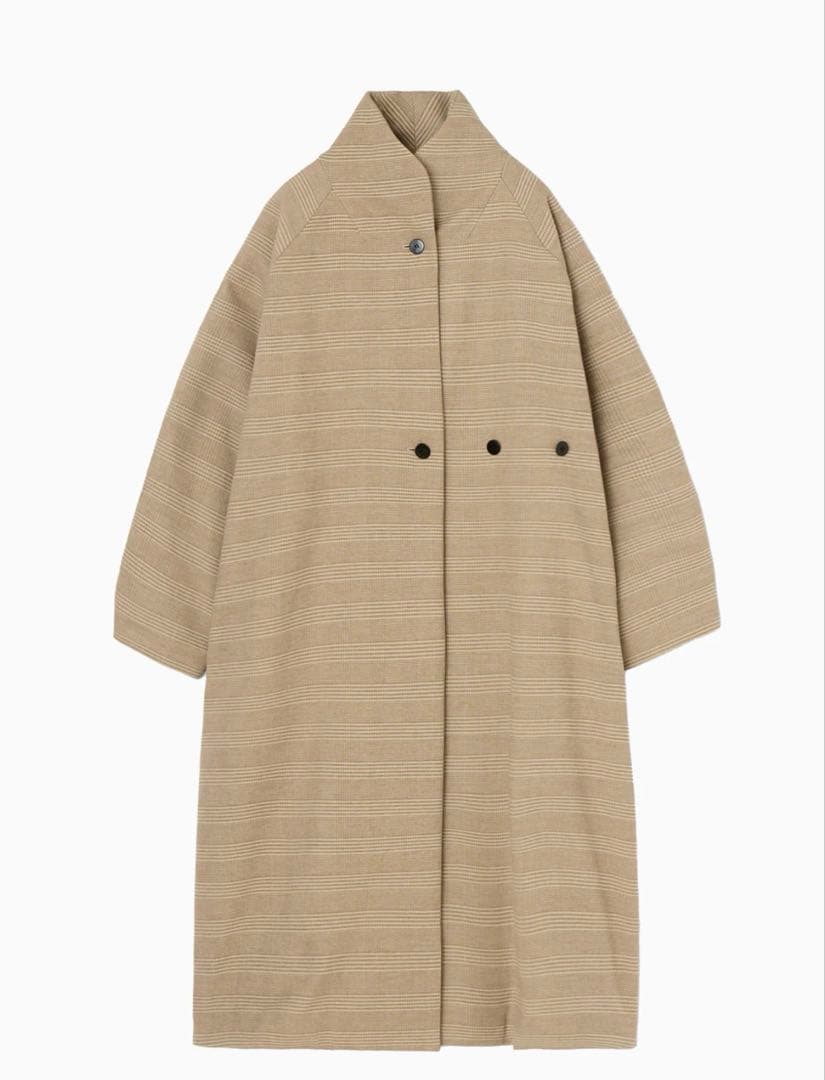 【Hella】tweed long coat ツイードロングコート ベージュ