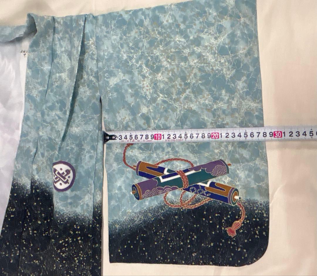 (七五三)5歳の男の子、水色と黒のグラデーションが美しい羽織は(6417)3点