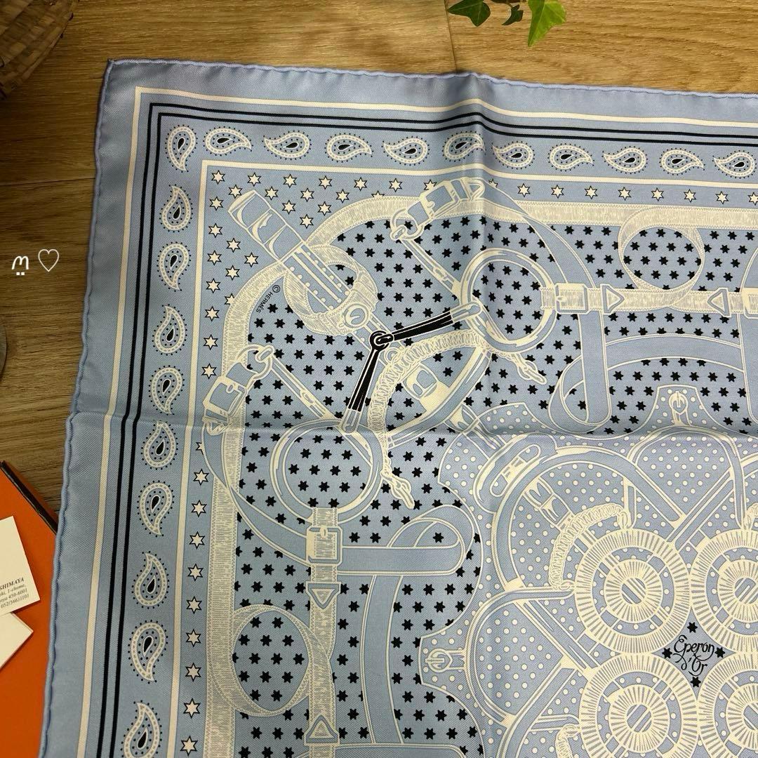 HERMESエルメス　カレ55　エプロンドールバンダナ　バンダナ柄シルクスカーフ