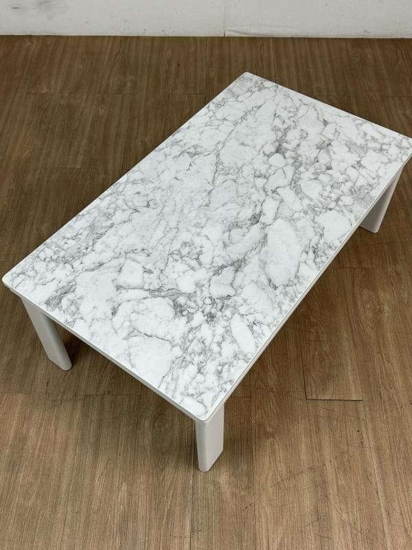 省エネスリム折れ脚こたつ105MWH リバーシブル　上品な石目デザインコタツ