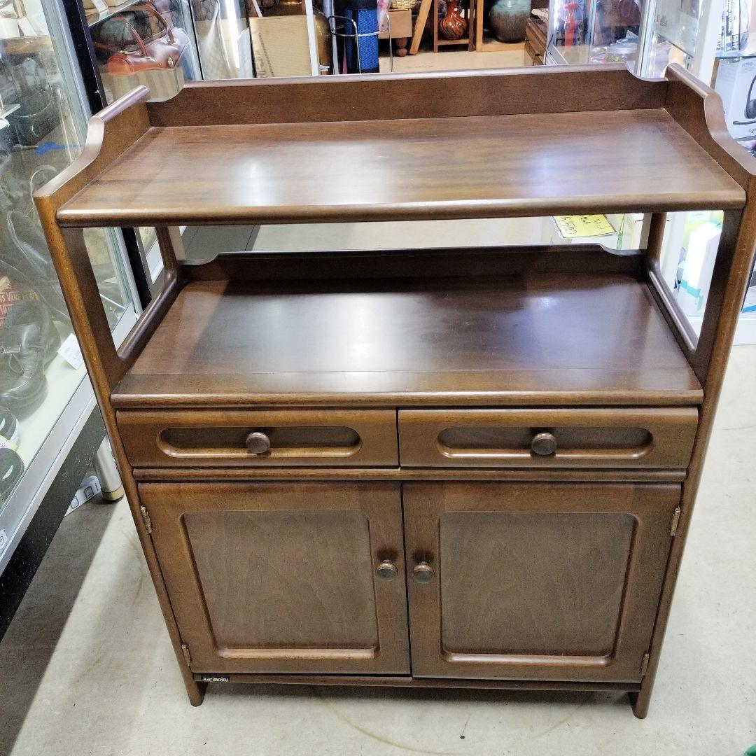 【カリモク】Karman ヴィンテージ木製電話台 引き出し付き