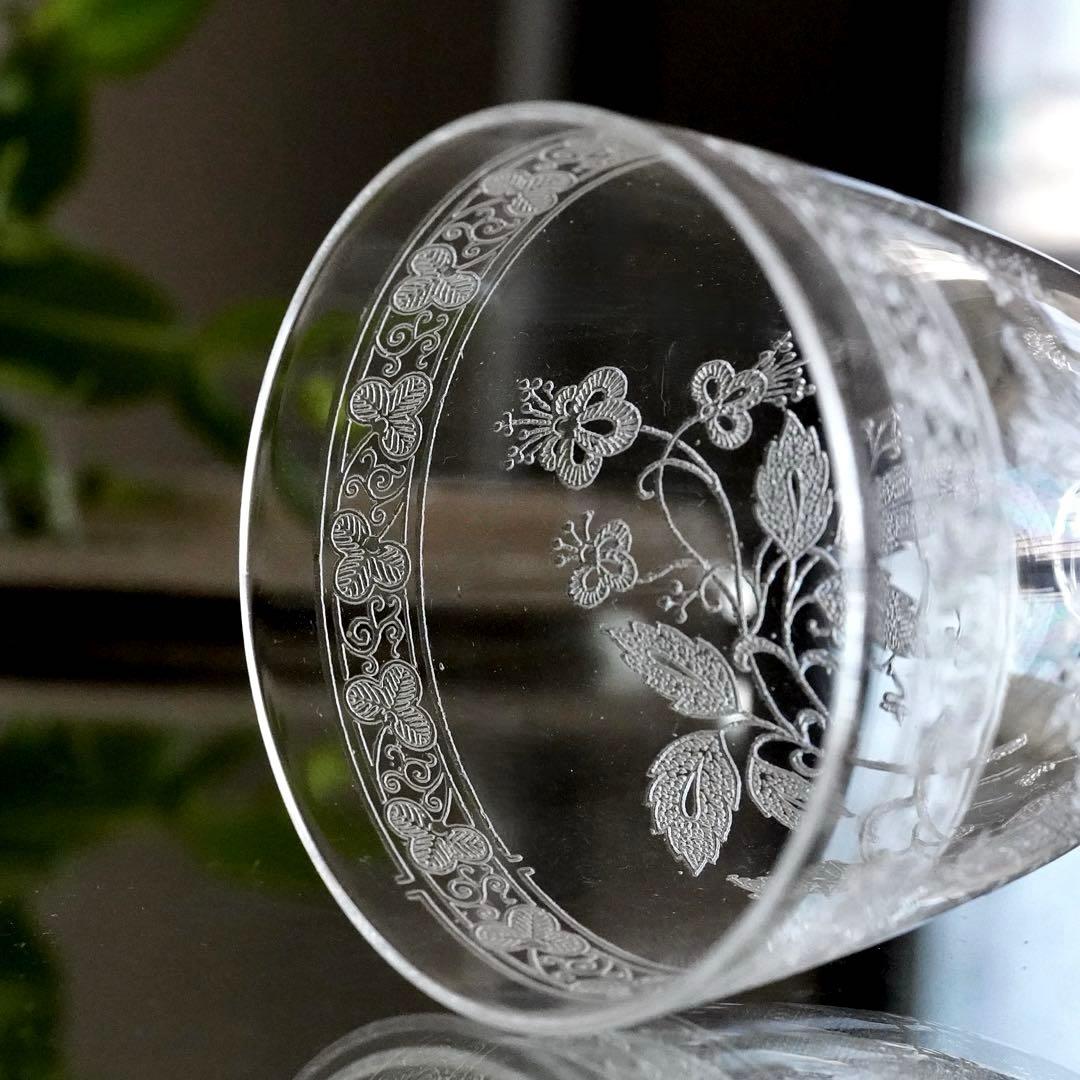 オールドバカラ 植物紋様 グラヴュール4360 希少BACCARATワイングラス