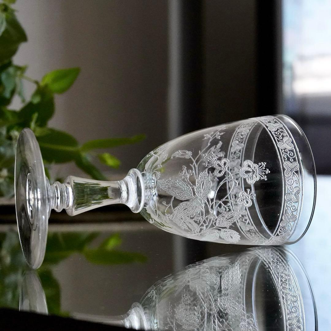 オールドバカラ 植物紋様 グラヴュール4360 希少BACCARATワイングラス