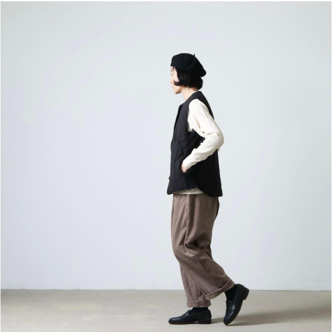 mao made マオメイド　キルトｘニット切替え中綿ベスト　黒　ブラック