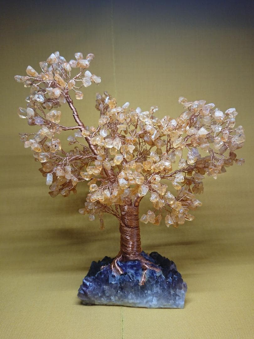 天然石　招財樹　金運樹　アメジスト　置物　インテリア　工芸品　美術品　A1101