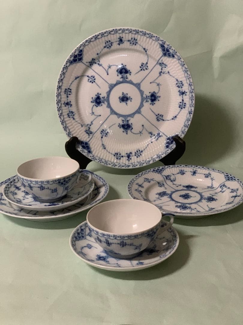 はたこ、ブルーフルーテッドハーフレースシリーズ7点セット