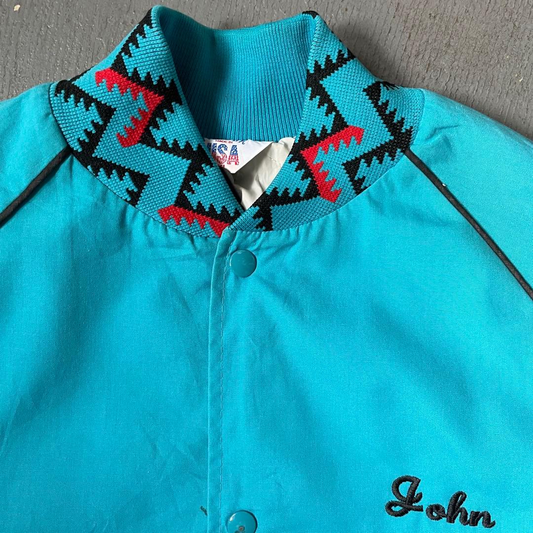 USA製 刺繍ワークジャケット 中綿 ネイティブ柄 XL