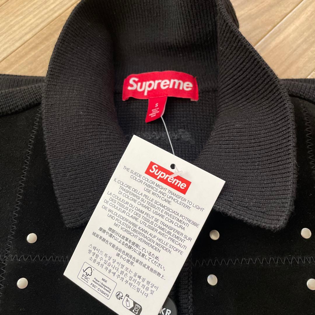 トップス Supreme Studded Suede Zip Up Cardigan S