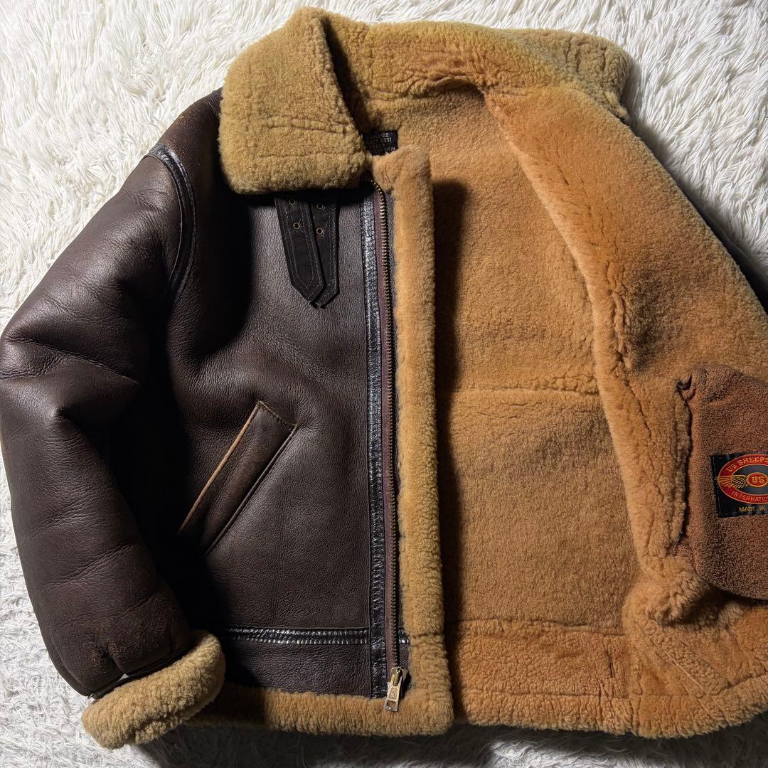 【雰囲気抜群】フライトジャケット　B-3 羊革　ムートン　ブラウン