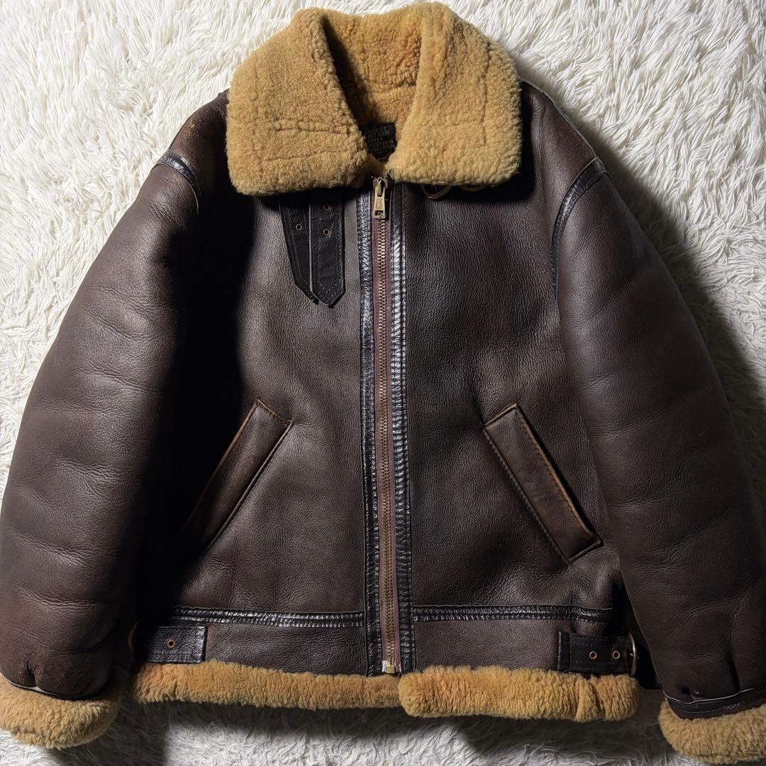 【雰囲気抜群】フライトジャケット　B-3 羊革　ムートン　ブラウン