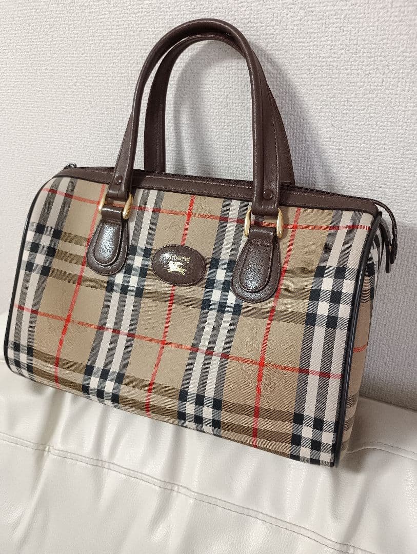 正規品バーバリーノバチェックミニボストンバックヴィンテージ