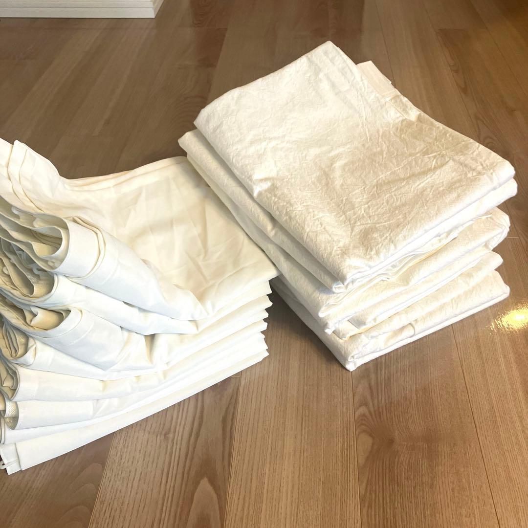 綿洗いざらし平織ノンプリーツカーテン　レースノンプリーツカーテン 合計7枚