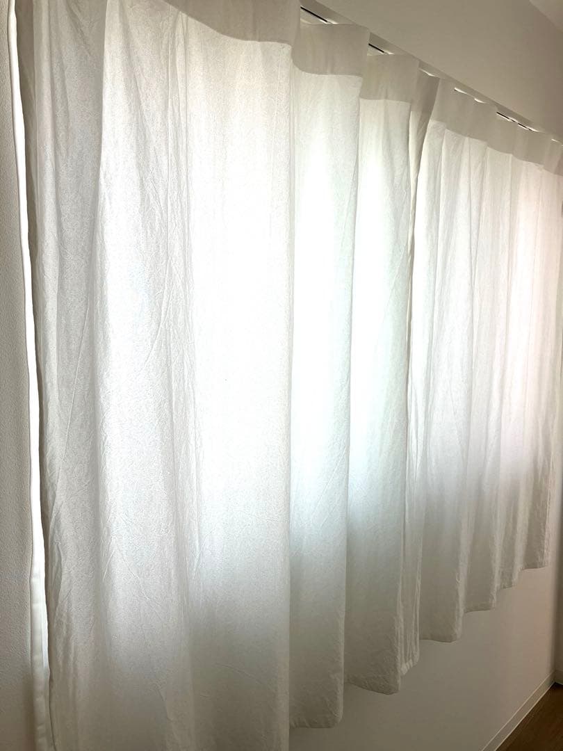 綿洗いざらし平織ノンプリーツカーテン　レースノンプリーツカーテン 合計7枚