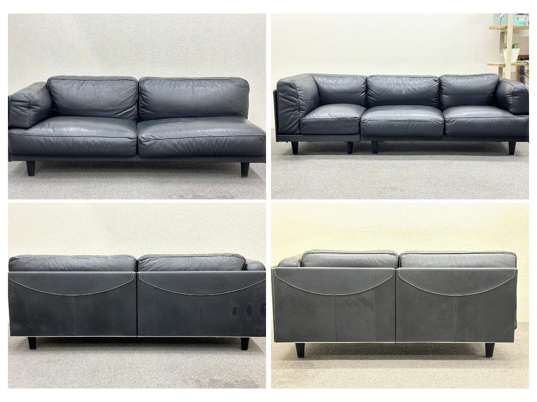 ポルトローナ・フラウ■TWICE　L字　コーナーソファ　本革　黒　IDC大塚家具