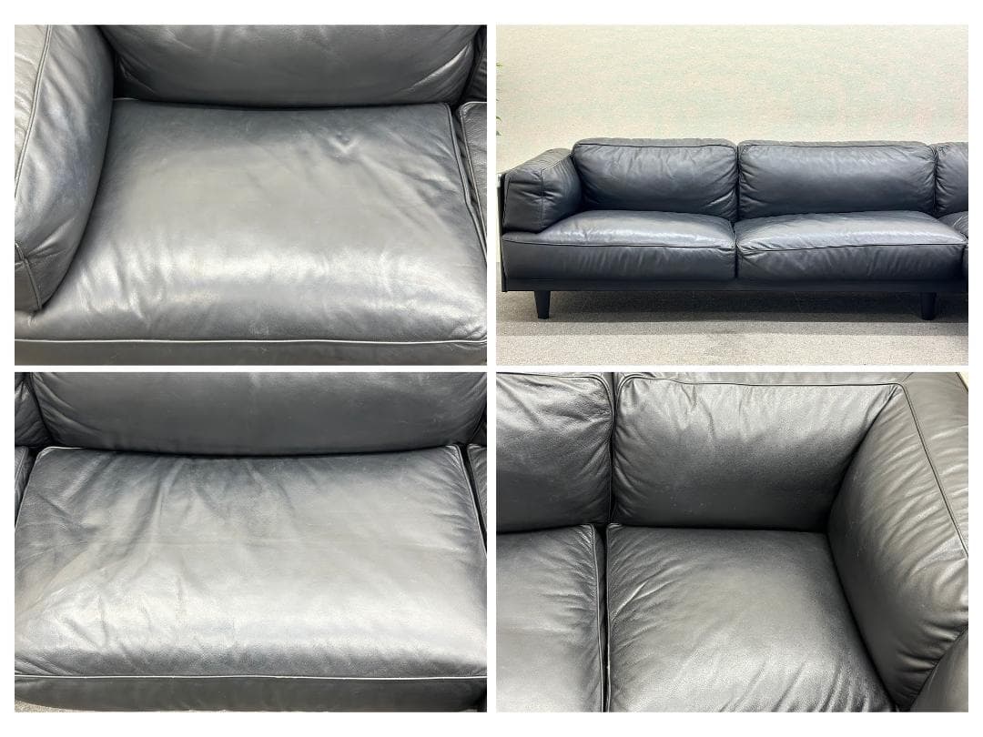 ポルトローナ・フラウ■TWICE　L字　コーナーソファ　本革　黒　IDC大塚家具