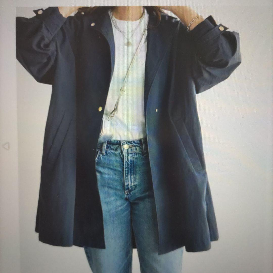 新品未使用☆haruka Aラインナイロンコート　ネイビー　36