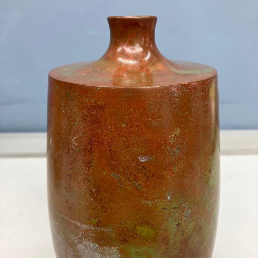 4F【名工 蓮田修吾郎】青銅 花入 「花あかり」 鋳銅 花瓶 共箱 伝統工芸