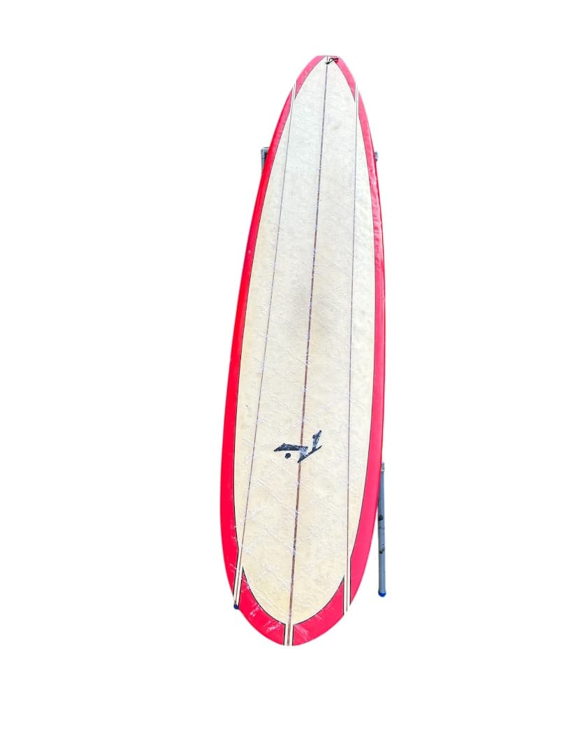 ロングボード 赤/クリーム ストライプデザイン