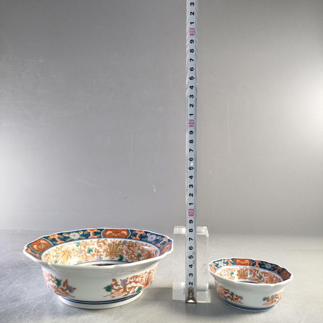 A1286-3/幸楽窯/金彩色絵鉢大7客小5客/弥左衛門/山水文平皿2客中鉢2客