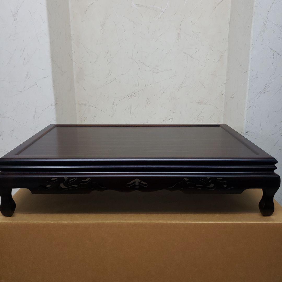 蔵出し特価　最高級本黒檀花瓶台 松 彫刻入り55×35×12cm　箱付き