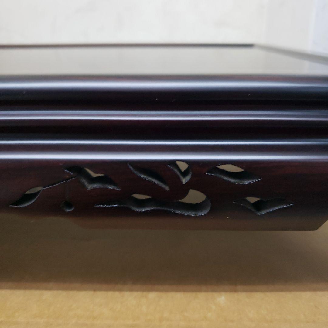 蔵出し特価　最高級本黒檀花瓶台 松 彫刻入り55×35×12cm　箱付き