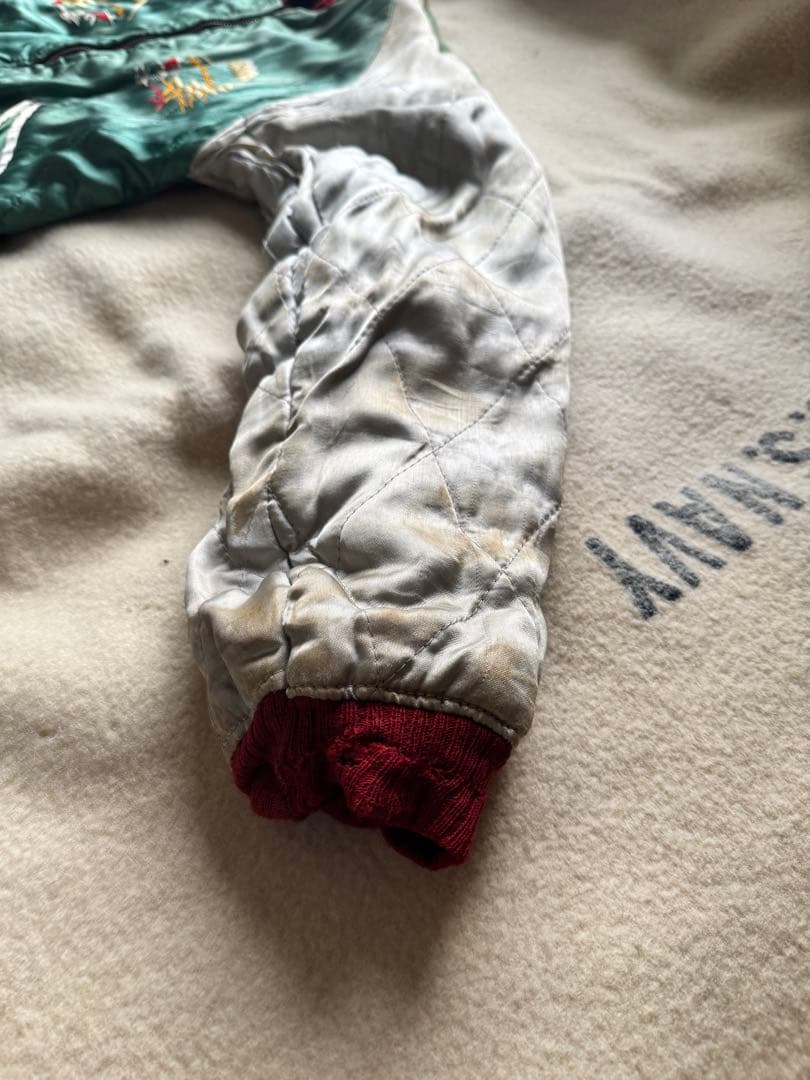 超スペシャル 50s ヴィンテージ スカジャン 別珍 黒 顔虎 鷹 富士山