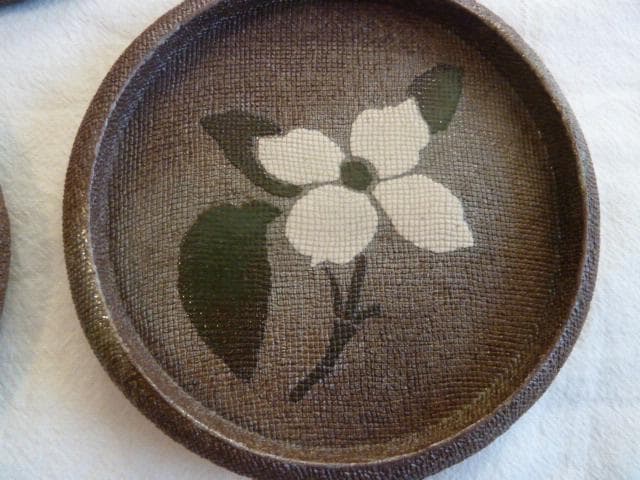 【新品】直径約13cm 小皿 花文皿 　5枚　手書き