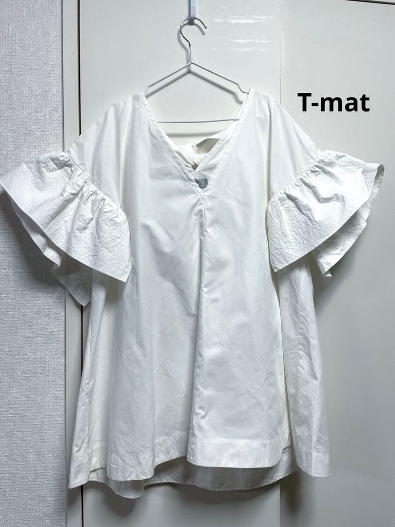 T-mat ティーマット　ブラウス　フリル　シャツ　リボン