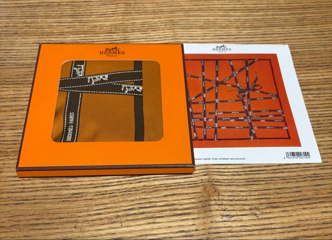 未使用　HERMES エルメス ボルデュック リボン シルク スカーフ 箱付き