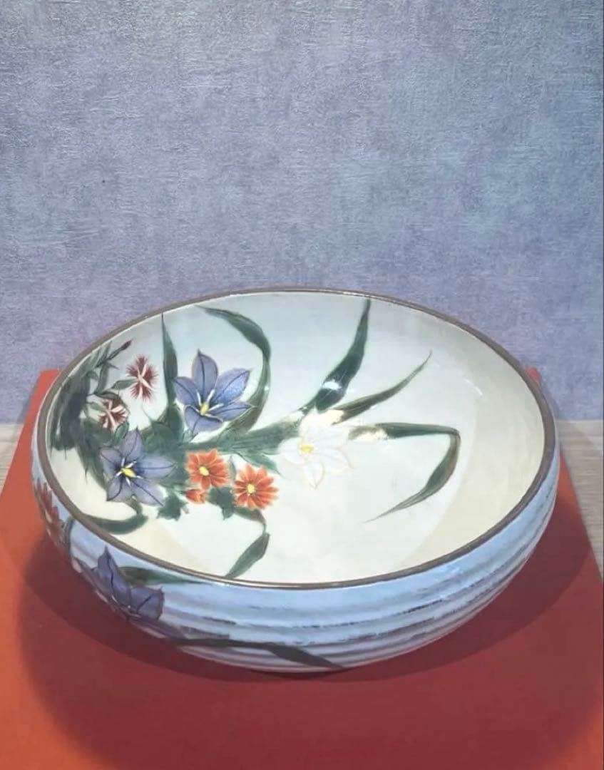 陶あん 京焼 清水焼 秋草文 桔梗 女郎花 深鉢 大鉢 菓子鉢