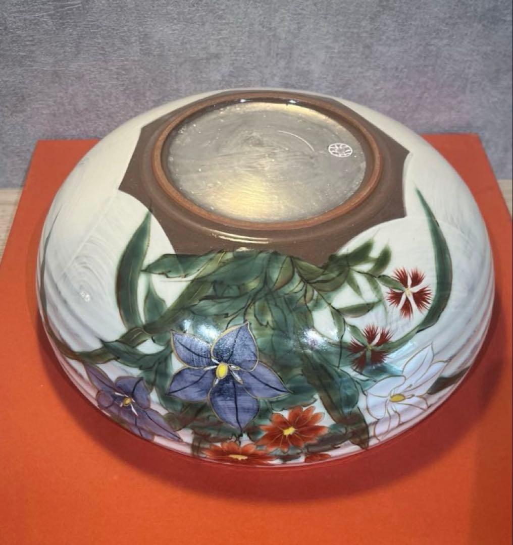 陶あん 京焼 清水焼 秋草文 桔梗 女郎花 深鉢 大鉢 菓子鉢