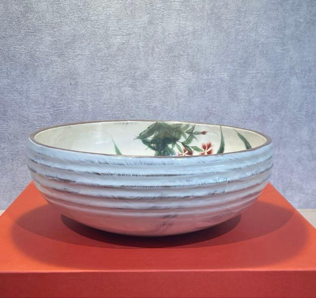 陶あん 京焼 清水焼 秋草文 桔梗 女郎花 深鉢 大鉢 菓子鉢