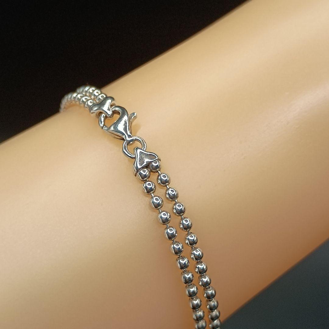 【美品】GUCCI ハート型ダブルボールチェーンブレスレット S925 17cm