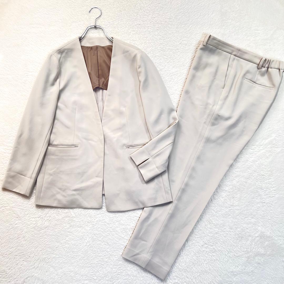 希少✨アオキ レミュー ノーカラー ジャケット パンツスーツ ベージュ 3XL